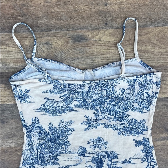 Cider Blue and White Bodysuit Size Medium Floral Teacup Design - Picture 7 of 11